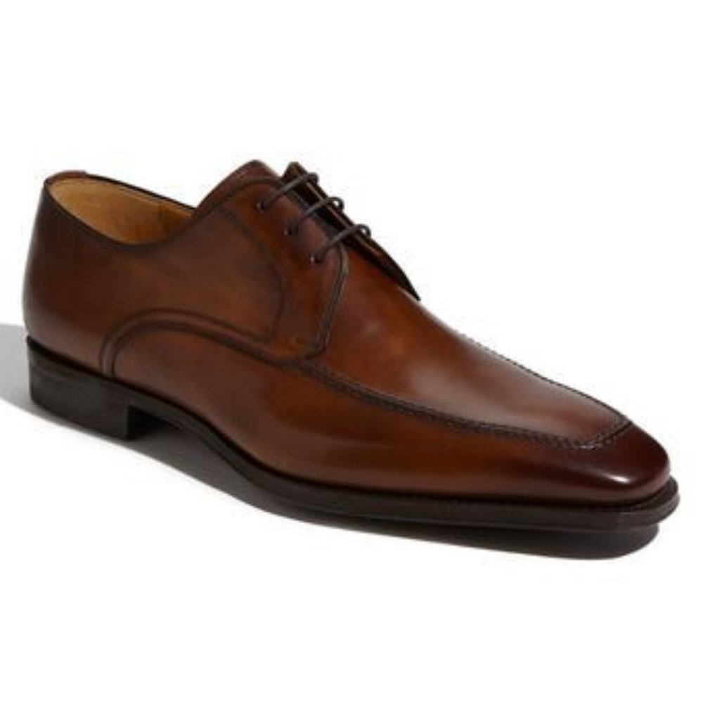 MAGNANNI PARDO TABACO Leather Oxford Dress Derby Shoes Men's Size 9.5 US Lace Up